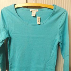 NWT, HAROLD'S XS, LONG SLEEVE, TURQUOISE, PULLOVER SHIRT, CASUAL